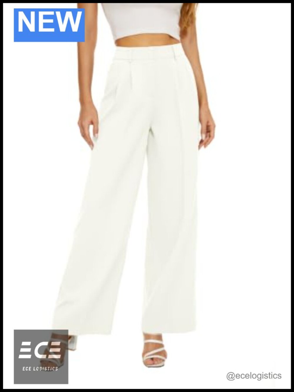 Women's High Waist Wide Leg Dress Pants Pleated Front Back Elastic Waist